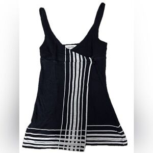 Calvin Klein Navy Blue and White Striped Top